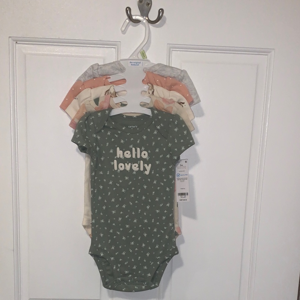 NWT Carter's Olive Green 'Hello Lovely' Baby Bodysuit